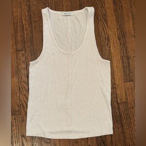 Anine Bing Off White Designer Summer Ribbed Tank Top Wife Beater Size Large